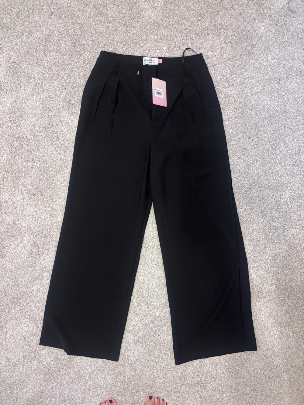 Hello Molly Black Wide-Leg Pleated Trousers
